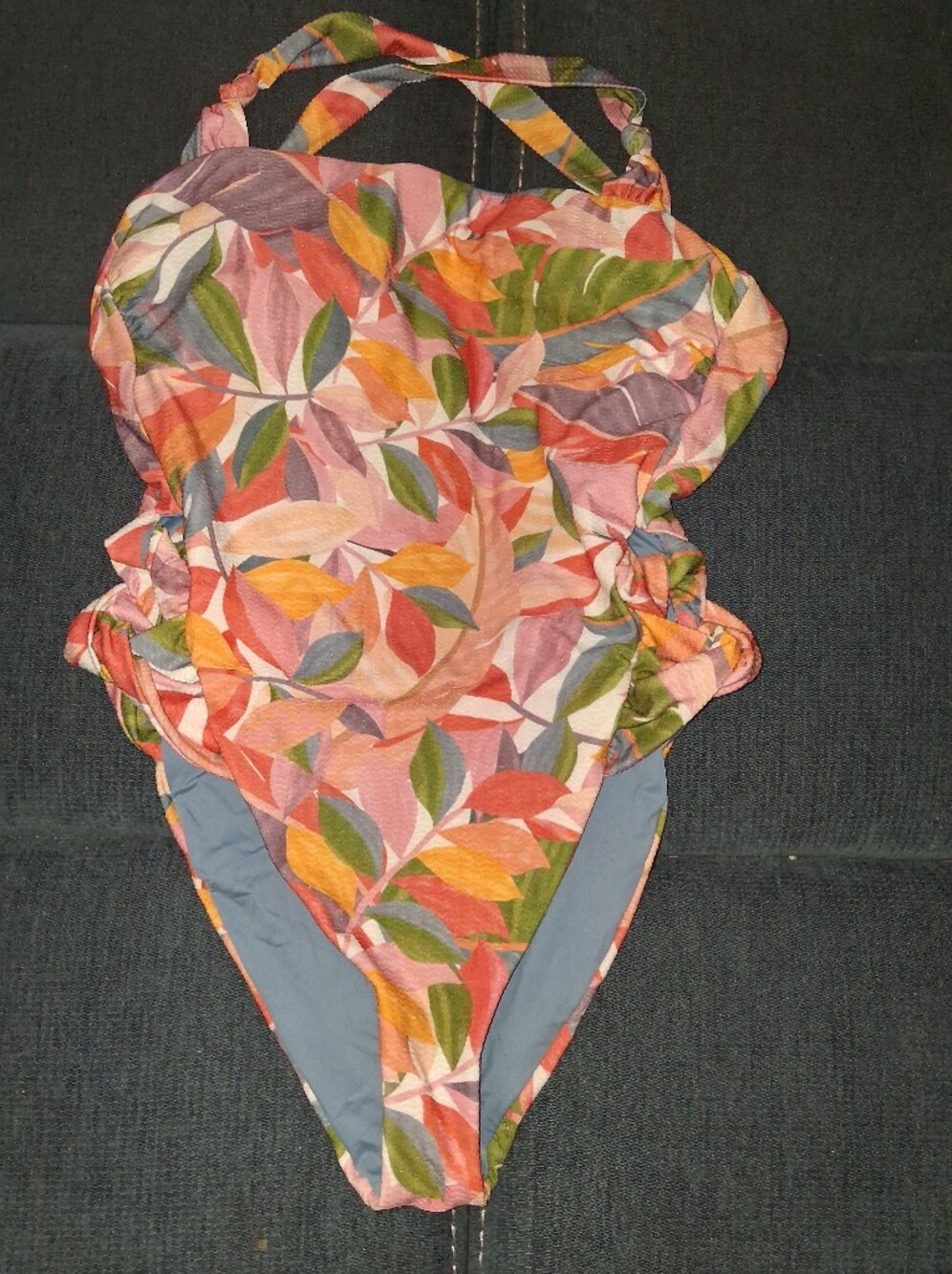 BECCA Multicolor Leaf-Print One-Piece Swimsuit in Pink, Green, Blue